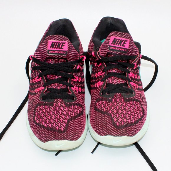 Nike Lunartempo 2 Pink Black Running Shoes Sneakers Size 6.5 - Picture 2 of 7